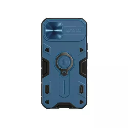 Противоударный чехол бампер Nillkin CamShield Armor (шторка на камеру) для iPhone 14 Plus Blue (Синий)