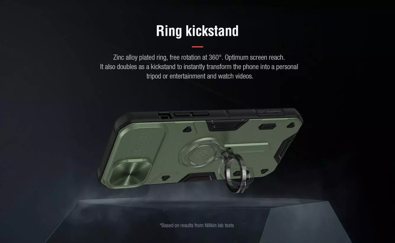 Противоударный чехол бампер Nillkin CamShield Armor (шторка на камеру) для iPhone 14 Plus Blue (Синий)