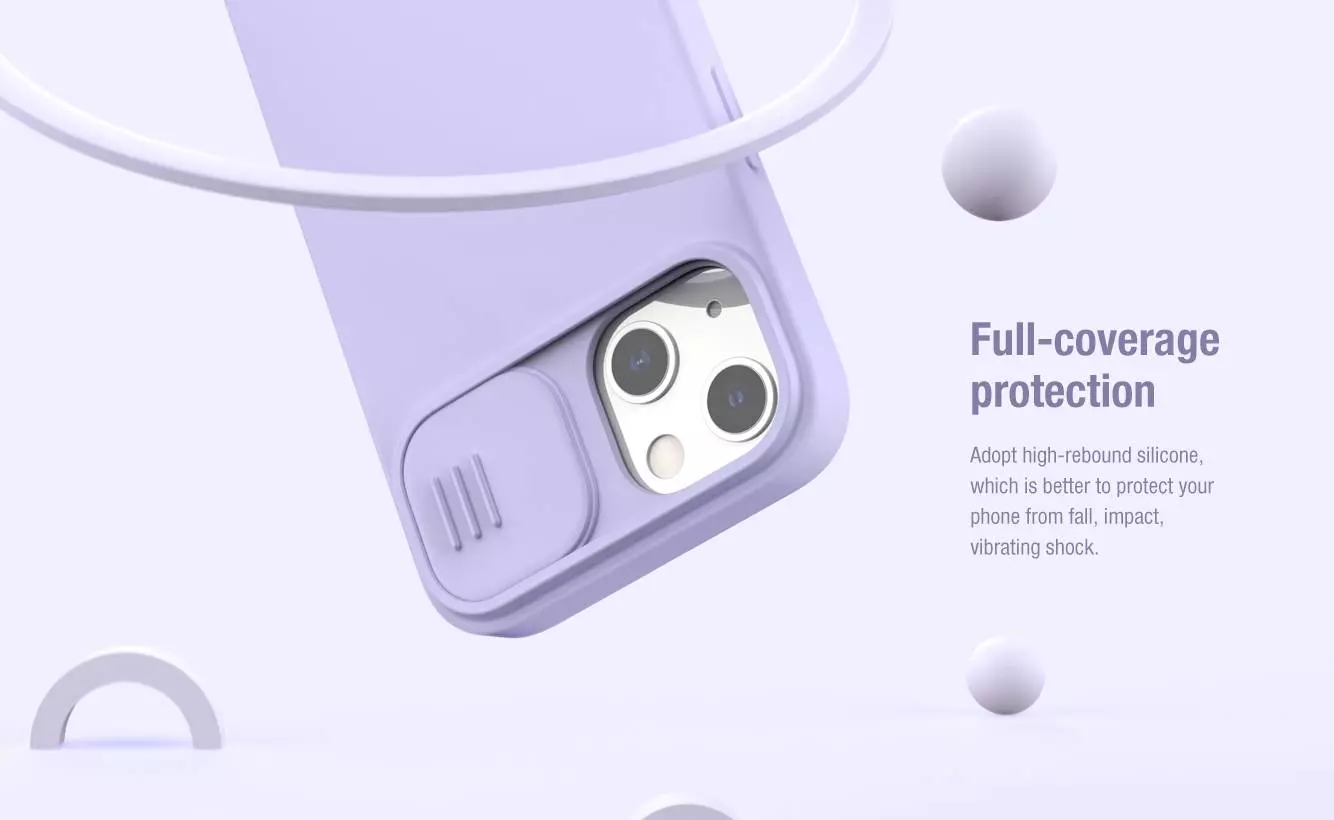 Протиударний чохол бампер Nillkin CamShield Silky Magnetic Silicone (шторка на камеру) для iPhone 14 Blue (Синій)