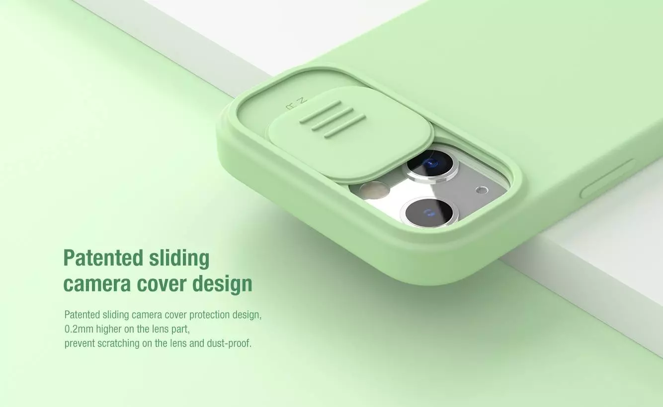 Протиударний чохол бампер Nillkin CamShield Silky Magnetic Silicone (шторка на камеру) для iPhone 14 Black (Чорний)