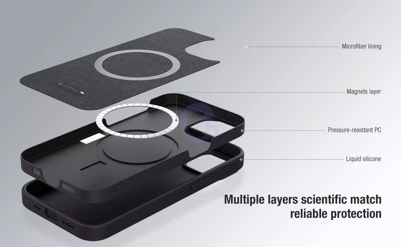 Протиударний чохол бампер Nillkin CamShield Silky Magnetic Silicone (шторка на камеру) для iPhone 14 Misty Purple (Туманний Пурпурний)