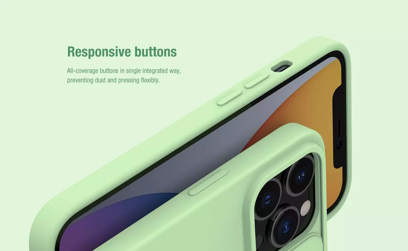 Протиударний чохол бампер Nillkin CamShield Silky Silicone (шторка на камеру) для iPhone 14 Pro Mint (М&#039;ятний)