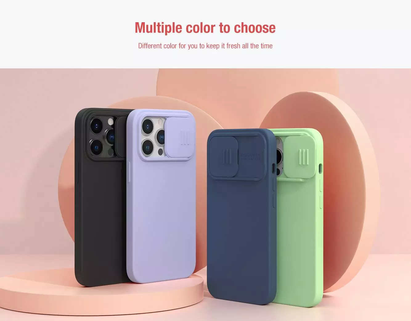 Протиударний чохол бампер Nillkin CamShield Silky Silicone (шторка на камеру) для iPhone 14 Pro Mint (М&#039;ятний)