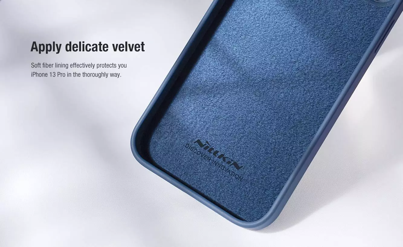 Противоударный чехол бампер Nillkin CamShield Silky Silicone (шторка на камеру) для iPhone 14 Pro Blue (Синий)