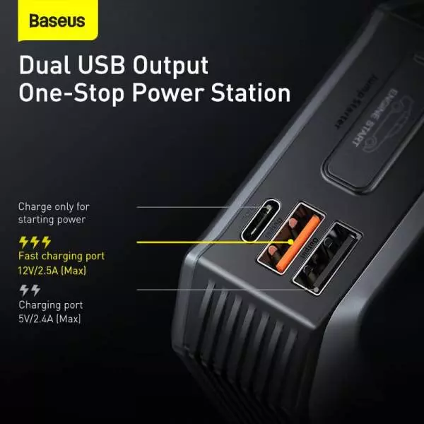 Автомобільний пусковий пристрій Baseus Booster MAX AIR Car Jump Starter Super Energy 3in1 20000 mAh Black (Чорний) (CGNL020001) Автомобільний пусковий пристрій Baseus Booster MAX AIR Car Jump Starter Super Energy 3in1 20000 mAh Black (Чорний) (CGNL020001)