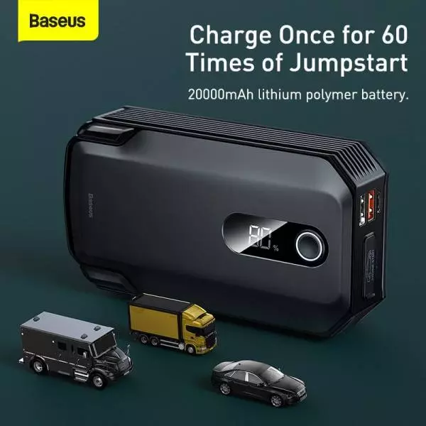 Автомобільний пусковий пристрій Baseus Booster MAX AIR Car Jump Starter Super Energy 3in1 20000 mAh Black (Чорний) (CGNL020001) Автомобільний пусковий пристрій Baseus Booster MAX AIR Car Jump Starter Super Energy 3in1 20000 mAh Black (Чорний) (CGNL020001)