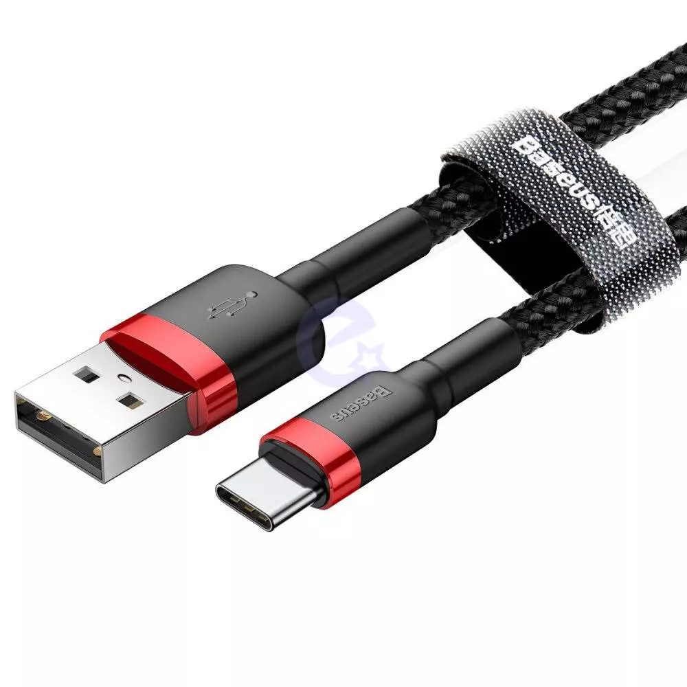 Кабель Baseus Cafule Cable USB for Type-C 3A 1m Black / Red (Черный / Красный) (CATKLF-B91)
