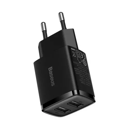 Зарядний пристрій Baseus Compact Quick Charger 2U 10.5W Black (Чорний) (CCXJ010201) Зарядний пристрій Baseus Compact Quick Charger 2U 10.5W Black (Чорний) (CCXJ010201)