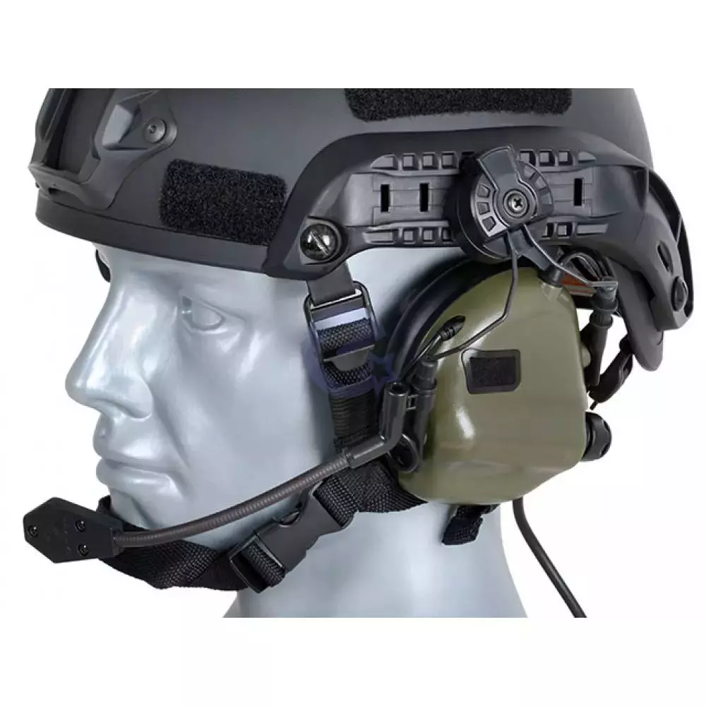 Активні тактичні навушники EARMOR M32H на шолом fast кріплення ARC з мікрофоном Foliage Green (Оливковий)