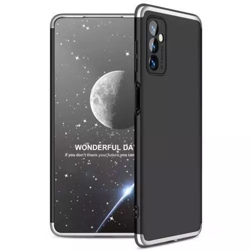 Ультратонкий чехол бампер для Samsung Galaxy M23 / Galaxy M13 GKK Dual Armor Black / Silver (Черный / Серебристый)