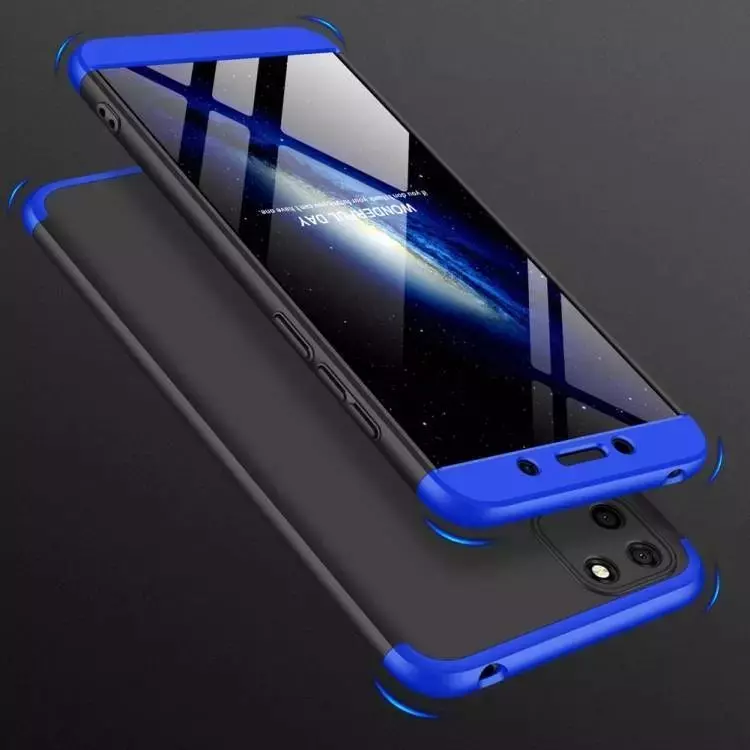 Ультратонкий чехол бампер для Realme C30 / C30s GKK Dual Armor Black / Blue (Черный / Синий)