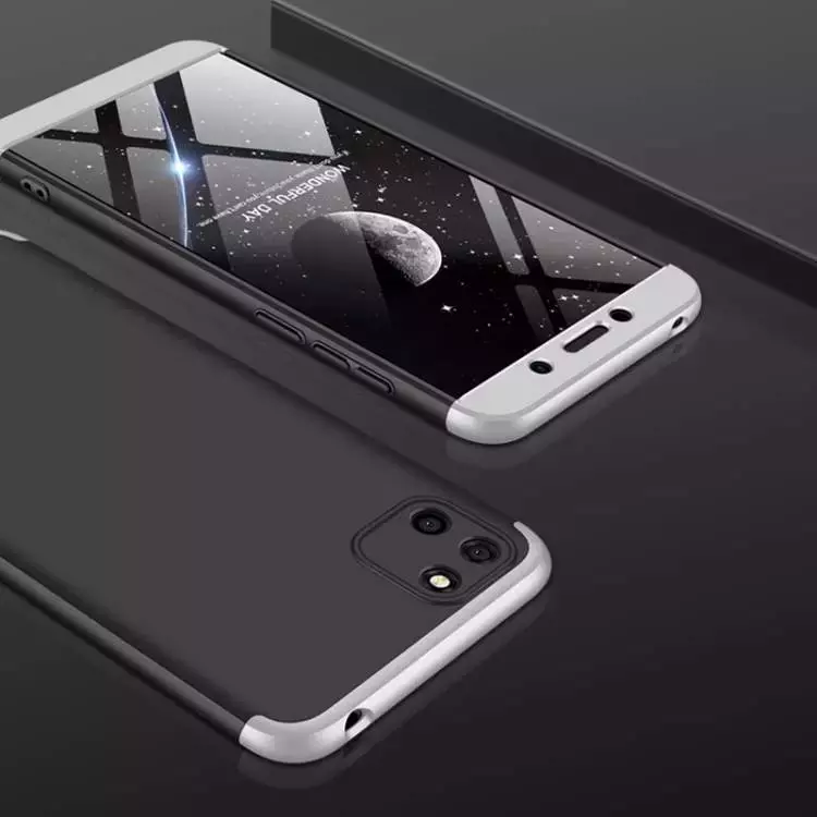 Ультратонкий чехол бампер для Realme C30 / C30s GKK Dual Armor Black / Silver (Черный / Серебристый)