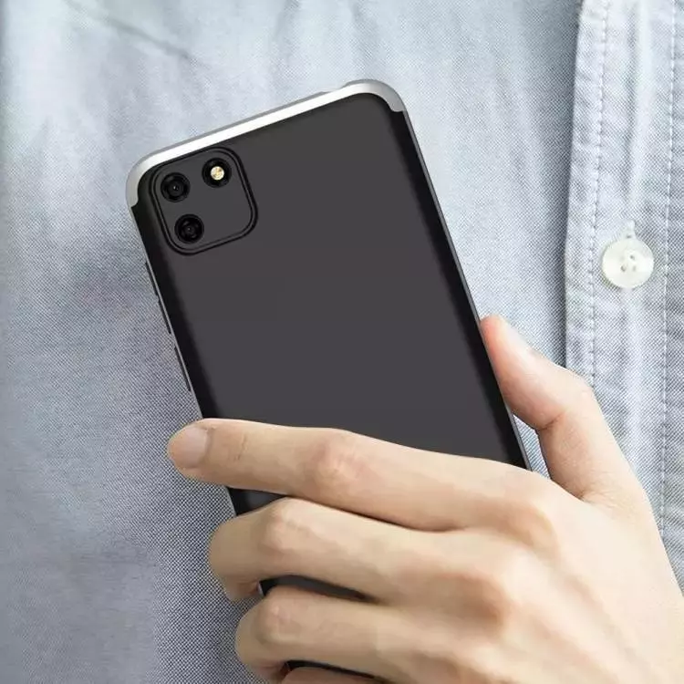 Ультратонкий чехол бампер для Realme C30 / C30s GKK Dual Armor Black / Silver (Черный / Серебристый)