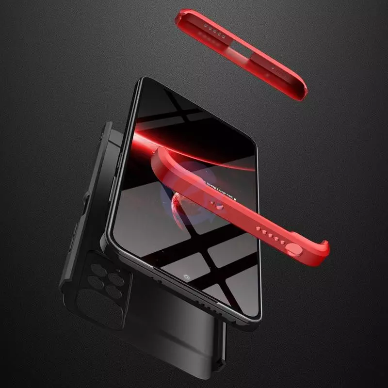 Ультратонкий чехол бампер для Xiaomi Redmi Note 11 Pro Plus 5G GKK Dual Armor Black / Red (Черный / Красный)