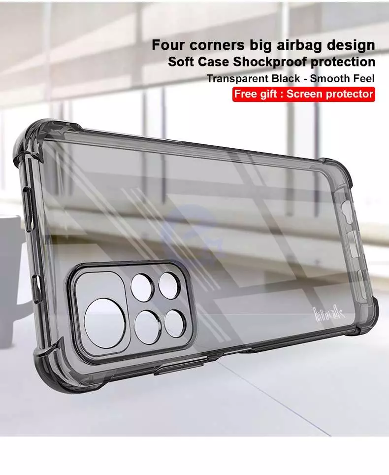Противоударный чехол бампер для Xiaomi Poco M4 Pro Imak Shock Black / Transparent (Черный / Прозрачный)