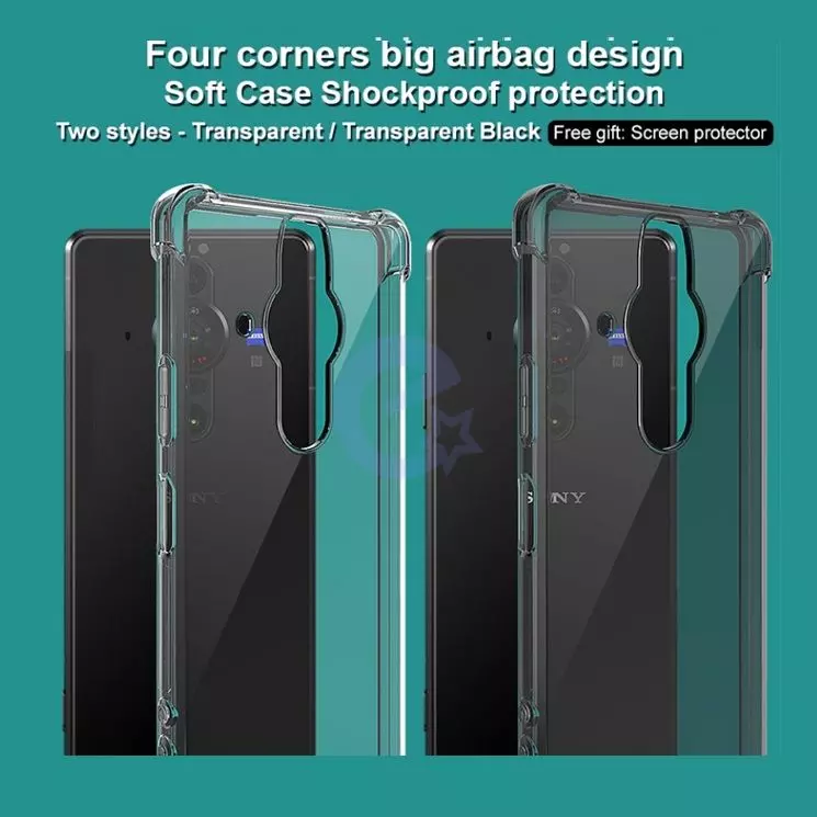 Противоударный чехол бампер для Sony Xperia Pro-I Imak Shock Black / Transparent (Черный / Прозрачный)