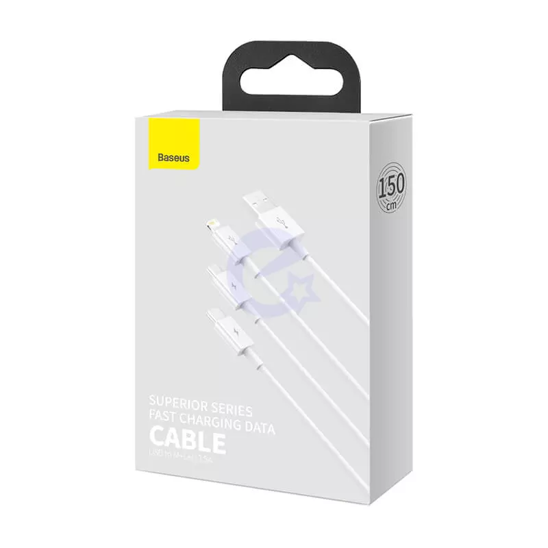 Кабель Baseus Combo Micro USB/Lightning/Type-C Superior Series Fast Charging Data Cable 1.5m, 3.5A White (Белый) CAMLTYS-02