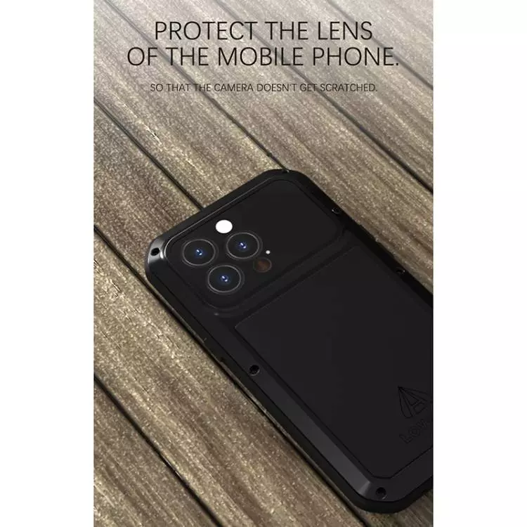 Протиударний чохол бампер для iPhone 13 Pro Max Love Mei PowerFull (Зі склом) Silver (Сріблястий)