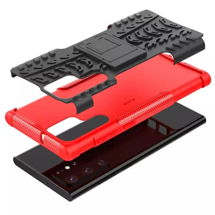 Протиударний чохол бампер для Samsung Galaxy S22 Ultra Nevellya Case (вбудована підставка) Red (Червоний)