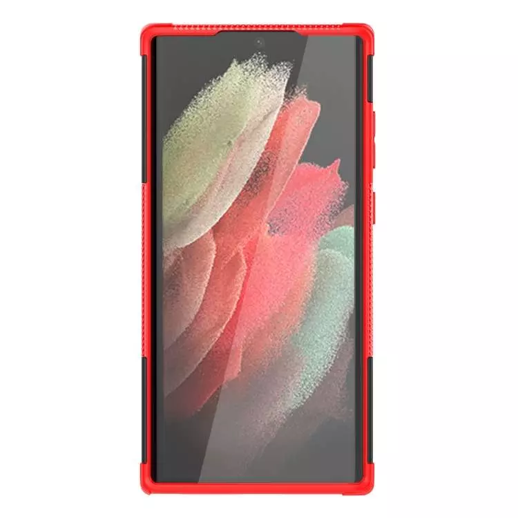 Протиударний чохол бампер для Samsung Galaxy S22 Ultra Nevellya Case (вбудована підставка) Red (Червоний)