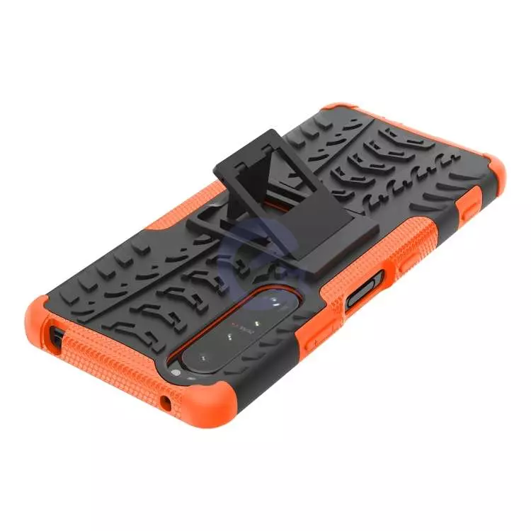 Протиударний чохол бампер для Sony Xperia 1 III Nevellya Case (вбудована підставка) Orange (Помаранчевий)