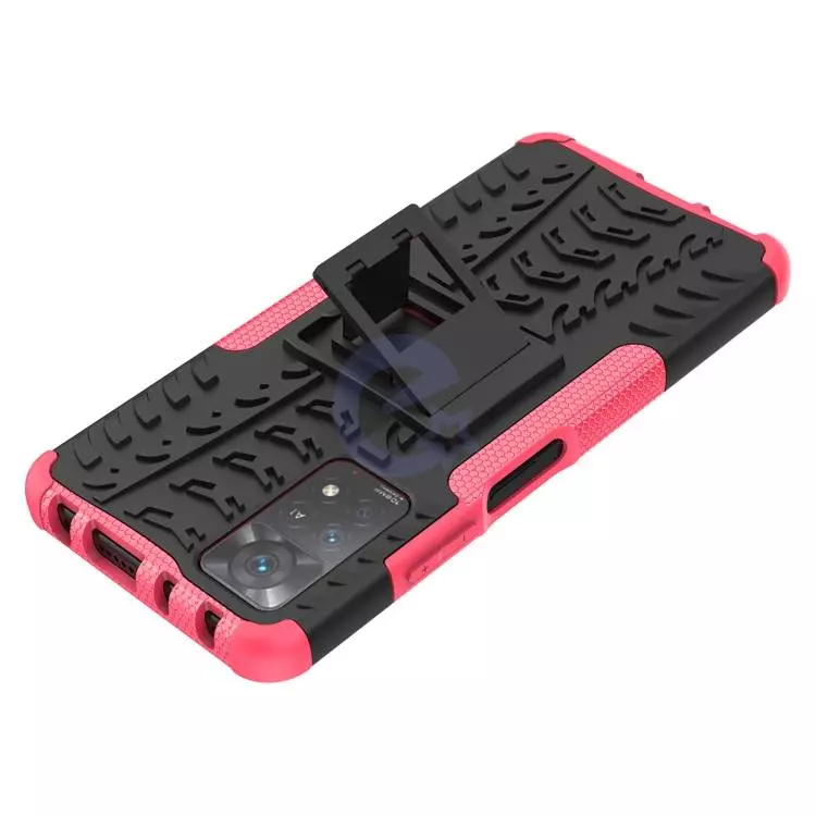 Противоударный чехол бампер для Xiaomi Redmi Note 11 Pro Plus 5G Nevellya Case (встроенная подставка) Pink (Розовый)