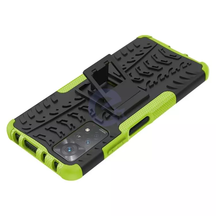 Противоударный чехол бампер для Xiaomi Redmi Note 11 Pro Plus 5G Nevellya Case (встроенная подставка) Green (Зеленый)