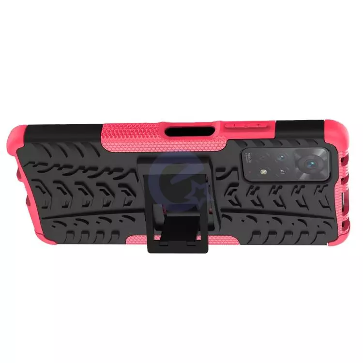 Противоударный чехол бампер для Xiaomi Redmi Note 11 Pro Plus 5G Nevellya Case (встроенная подставка) Pink (Розовый)