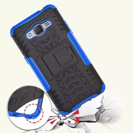 Противоударный чехол бампер для Samsung Galaxy S23 Nevellya Case (встроенная подставка) Blue (Синий)