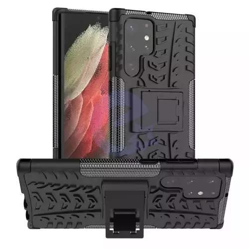 Противоударный чехол бампер для Samsung Galaxy S23 Ultra Nevellya Case (встроенная подставка) Black (Черный)