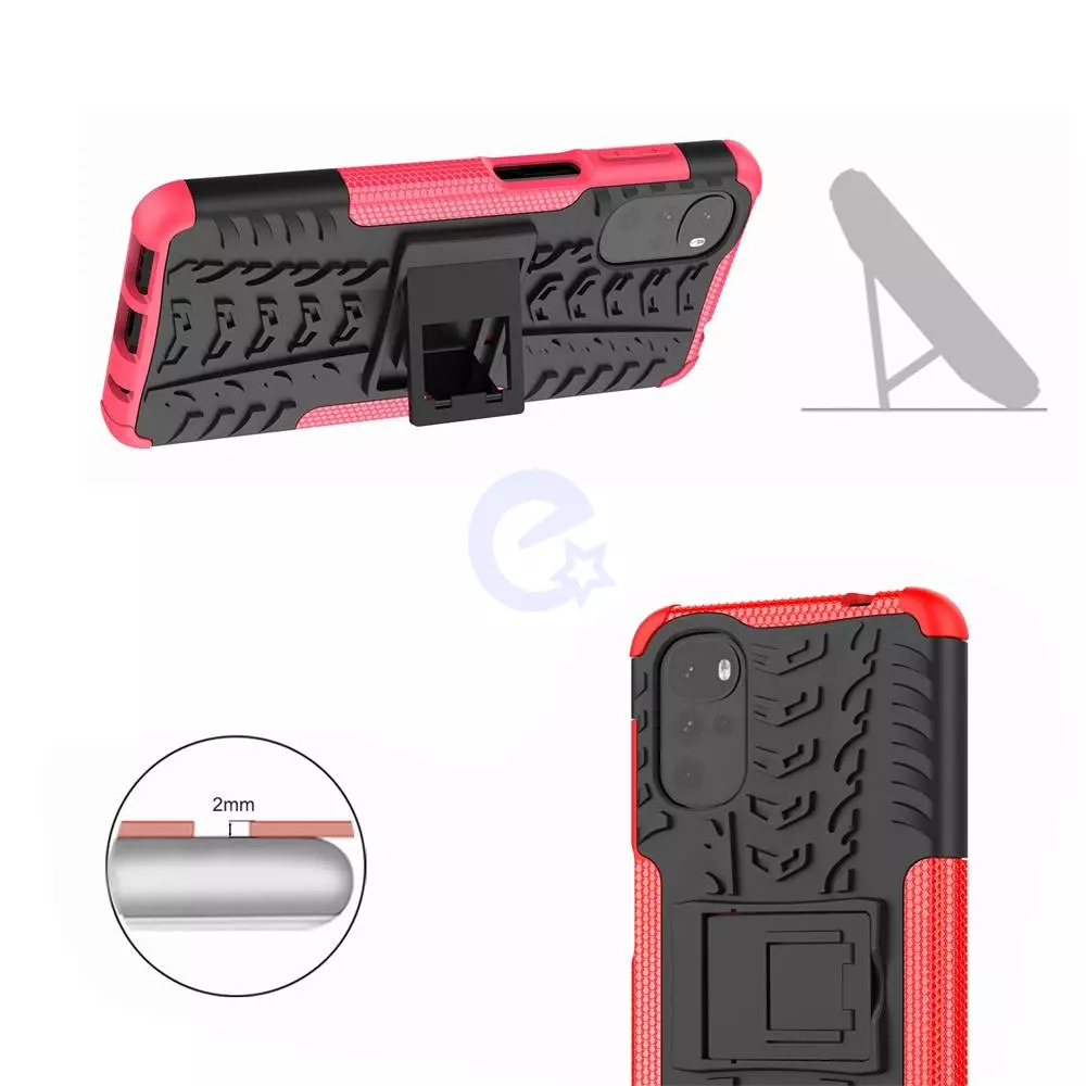 Противоударный чехол бампер для Motorola Moto E32 / G22 Nevellya Case (встроенная подставка) Red (Красный)