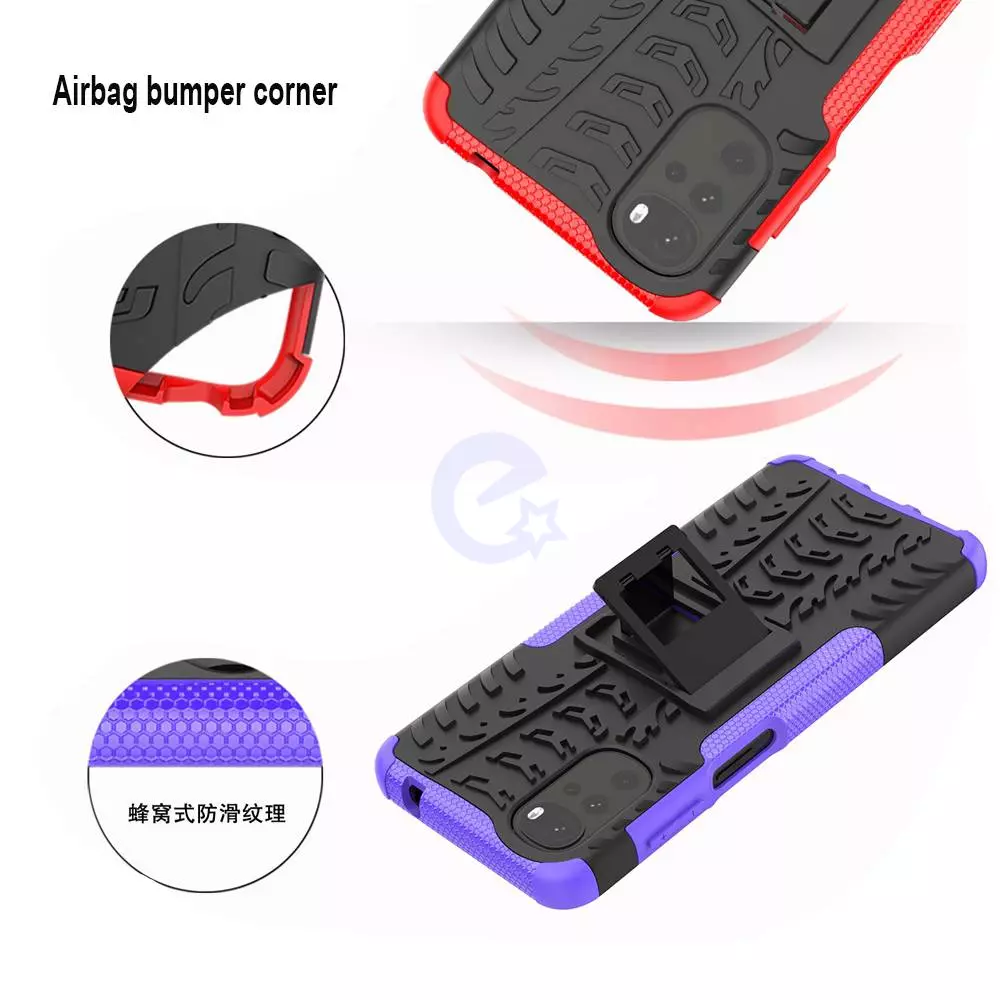 Противоударный чехол бампер для Motorola Moto E32 / G22 Nevellya Case (встроенная подставка) Red (Красный)