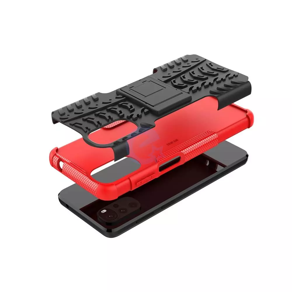 Противоударный чехол бампер для Motorola Moto E32 / G22 Nevellya Case (встроенная подставка) Red (Красный)
