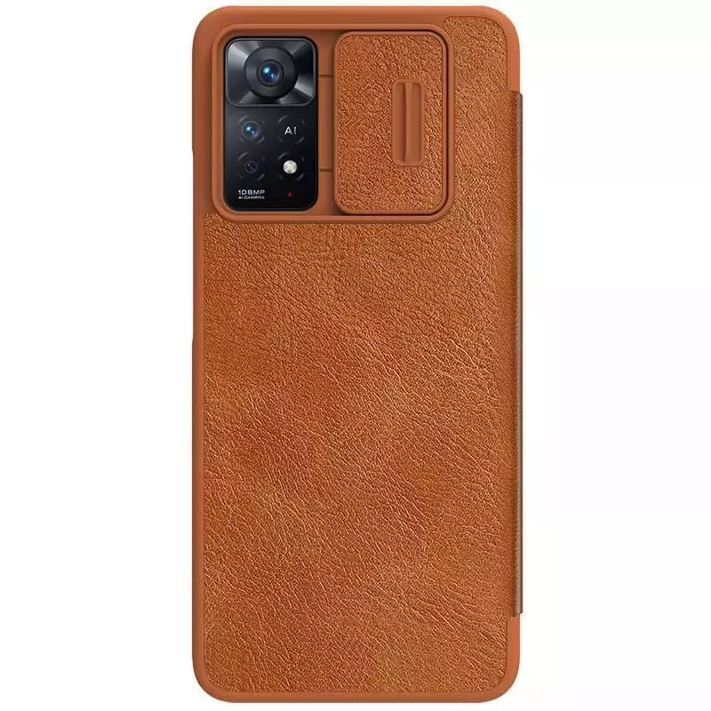 Чохол книжка Nillkin Qin Pro (шторка на камеру) для Xiaomi Poco F4 GT / Redmi K50 Gaming Brown (Коричневий)