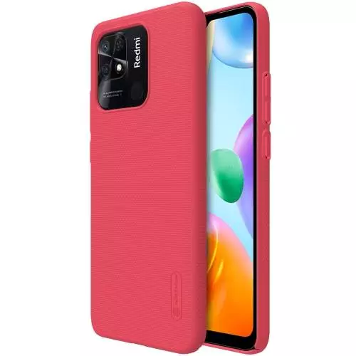 Противоударный чехол бампер Nillkin Super Frosted Shield для Xiaomi Poco C40 / Redmi 10C Red (Красный)