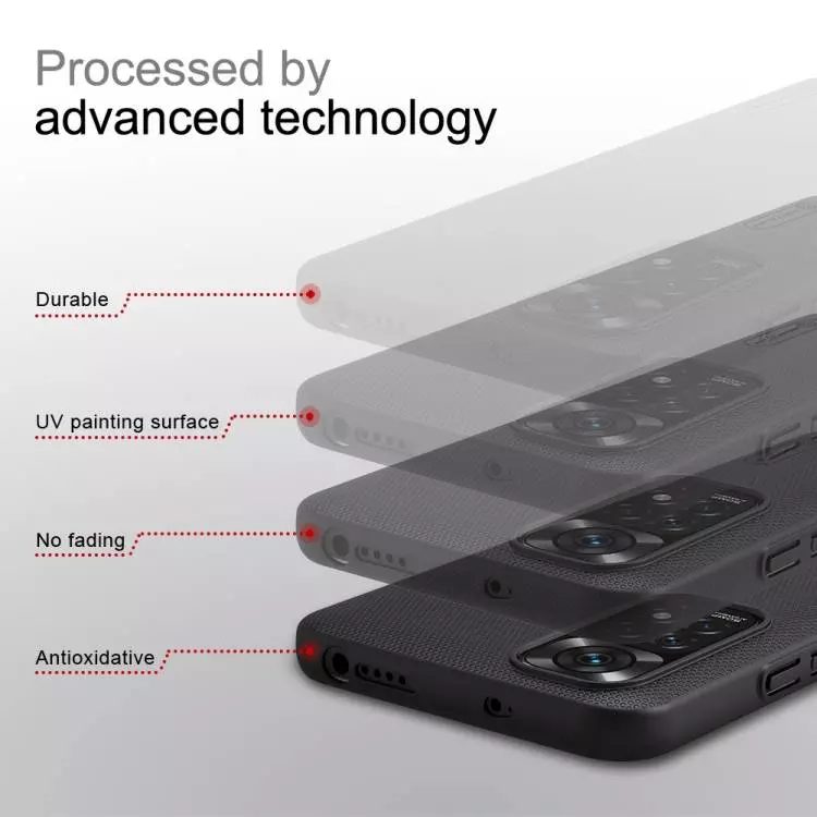 Противоударный чехол бампер Nillkin Super Frosted Shield для Xiaomi Redmi Note 11 / Redmi Note 11S Red (Красный)