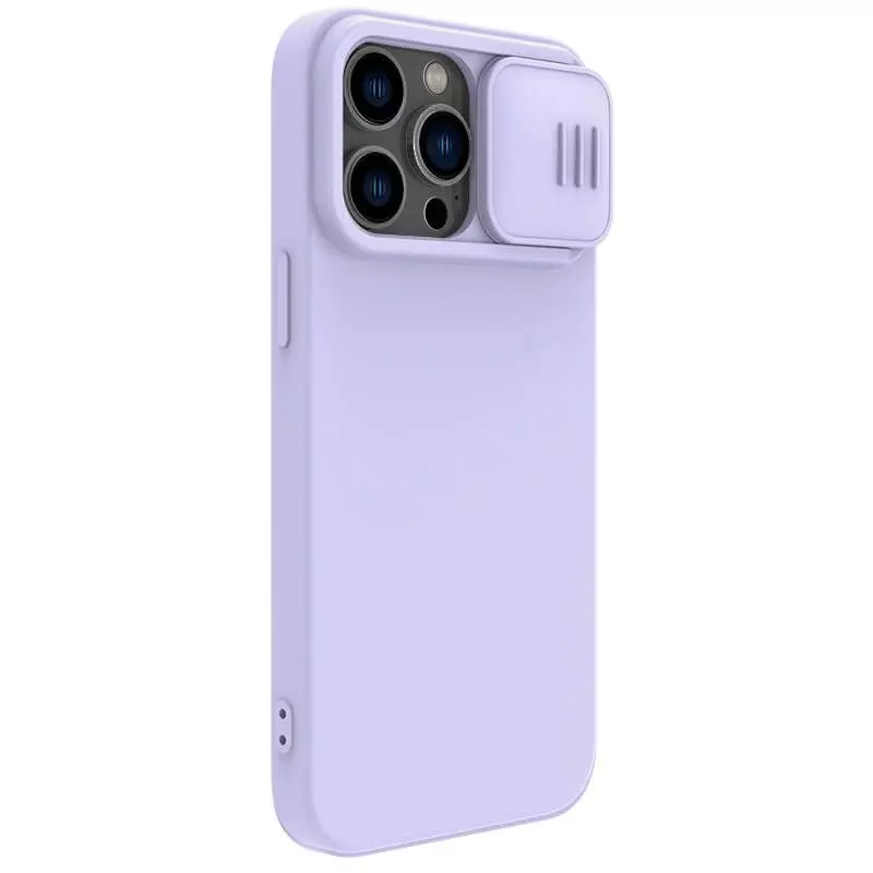 Противоударный чехол бампер Nillkin CamShield Silky Magnetic Silicone (шторка на камеру) для iPhone 14 Pro Max Elegant Black (Черный)
