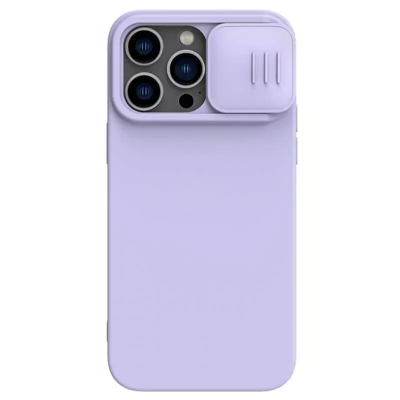 Противоударный чехол бампер Nillkin CamShield Silky Magnetic Silicone (шторка на камеру) для iPhone 14 Pro Max Elegant Black (Черный)