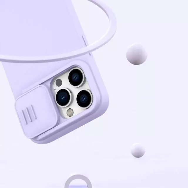 Противоударный чехол бампер Nillkin CamShield Silky Magnetic Silicone (шторка на камеру) для iPhone 14 Pro Max Midnight Blue (Темно Синий)