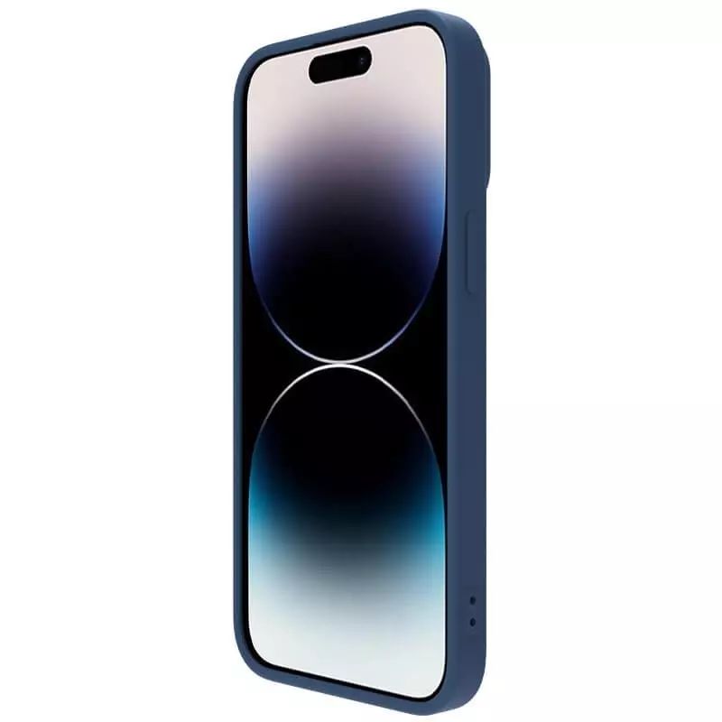 Противоударный чехол бампер Nillkin CamShield Silky Magnetic Silicone (шторка на камеру) для iPhone 14 Pro Max Midnight Blue (Темно Синий)