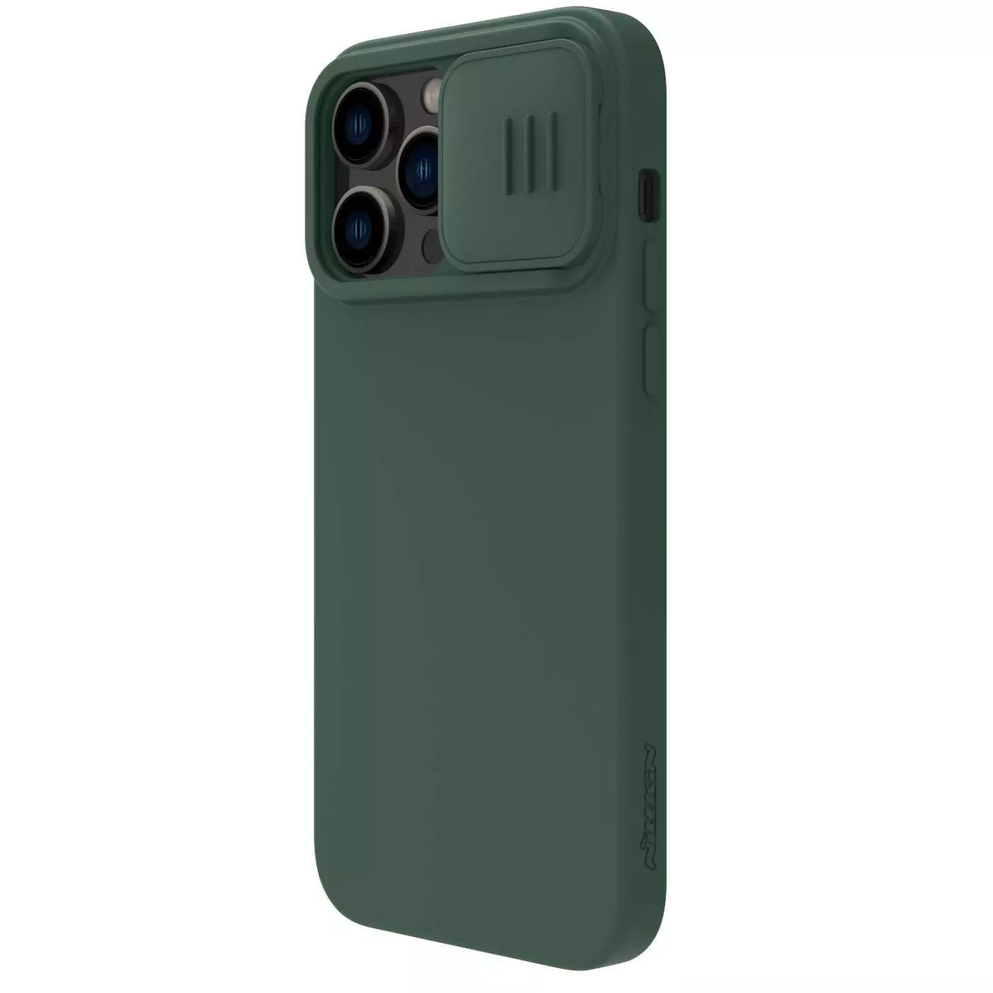 Противоударный чехол бампер Nillkin CamShield Silky Magnetic Silicone (шторка на камеру) для iPhone 14 Pro Max Foggy Green (Зеленый)