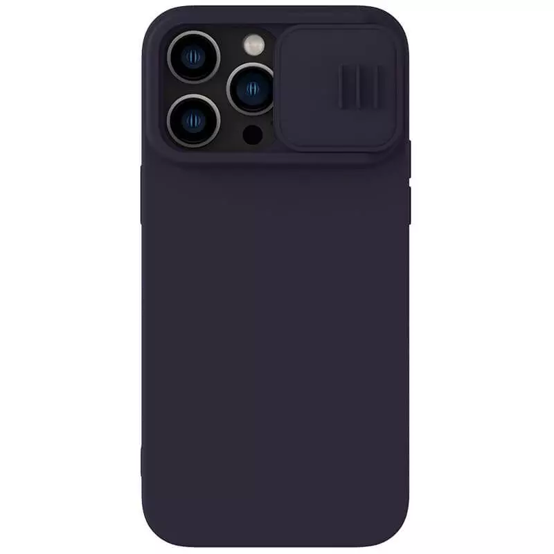 Противоударный чехол бампер Nillkin CamShield Silky Silicone (шторка на камеру) для iPhone 14 Pro Max Dark Purple (Темно Фиолетовый)