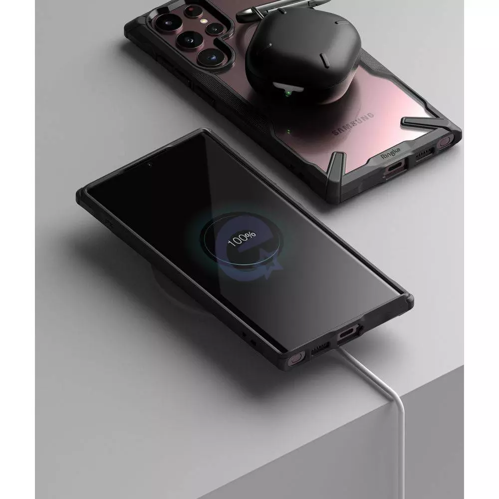 Противоударный чехол бампер Ringke Fusion-X для Samsung Galaxy S22 Ultra Black (Черный) Противоударный чехол бампер Ringke Fusion-X для Samsung Galaxy S22 Ultra Black (Черный)