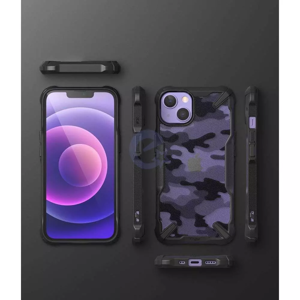 Противоударный чехол бампер Ringke Fusion-X для iPhone 14 Plus Camo / Black (Камуфляж / Черный)