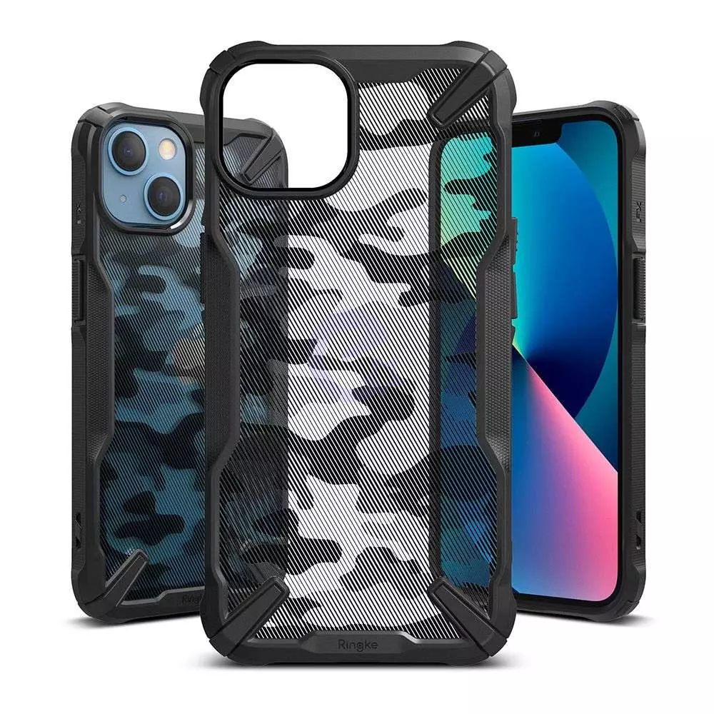 Противоударный чехол бампер Ringke Fusion-X для iPhone 14 Plus Camo / Black (Камуфляж / Черный)