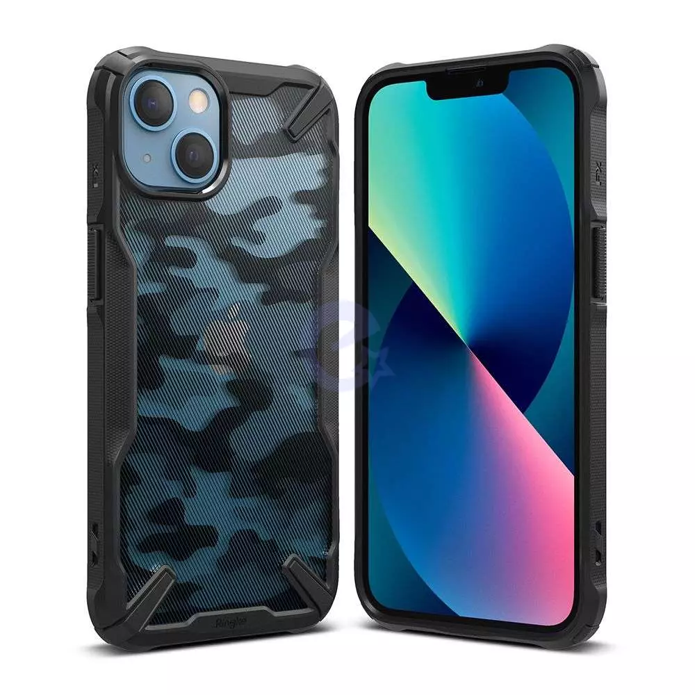 Противоударный чехол бампер Ringke Fusion-X для iPhone 14 Plus Camo / Black (Камуфляж / Черный)