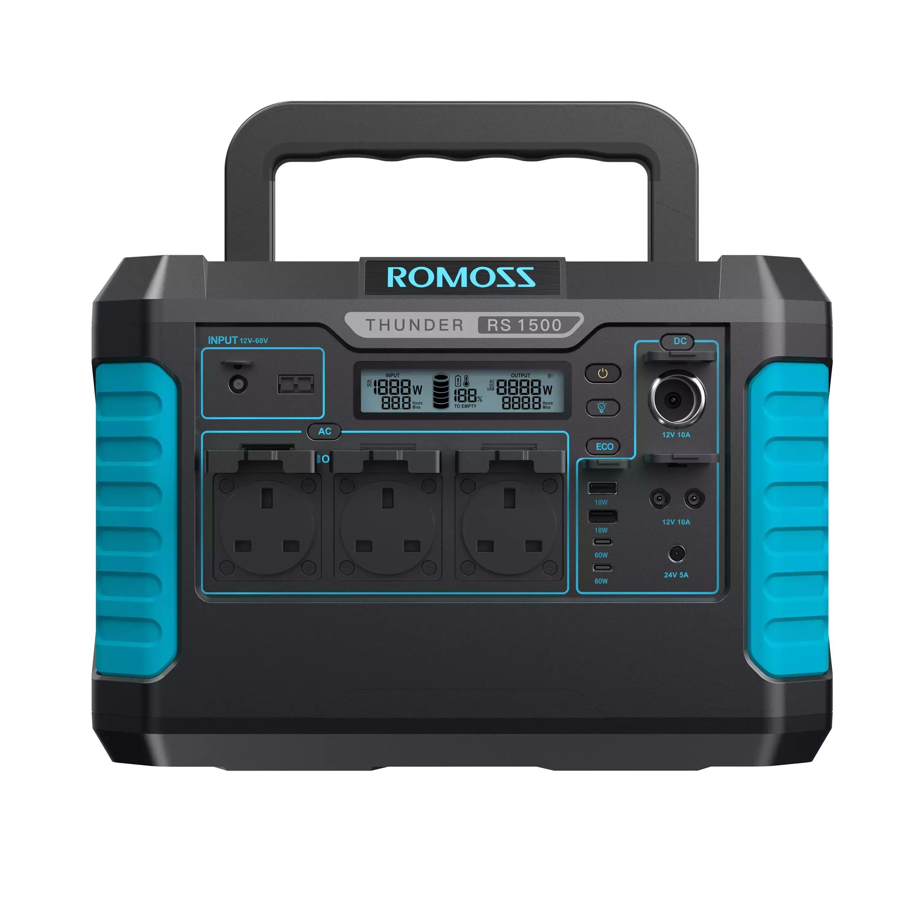 (УЦІНКА! Технічна упаковка) Портативна електростанція Romoss Power Station 1500W RS1500 Rated power 3000W (EcoFlow DELTA 2 аналог) Black / Blue (Чорний / Синій) (УЦІНКА! Технічна упаковка) Портативна електростанція Romoss Power Station 1500W RS1500 Rated power 3000W (EcoFlow DELTA 2 аналог) Black / Blue (Чорний / Синій)