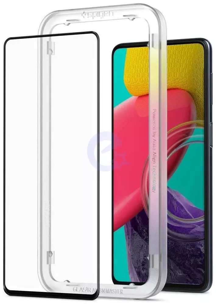 Защитное стекло Spigen ALM GLASS FC (с трафаретом для поклейки) для Samsung Galaxy M53 Black (Черный) AGL04620