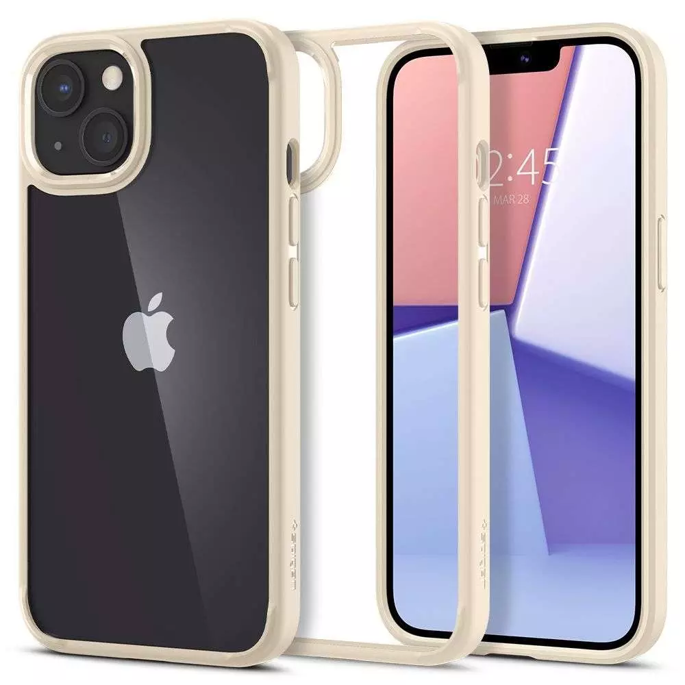 Противоударный чехол бампер Spigen Ultra Hybrid для iPhone 14 Pro Sand Beige (Песочно Бежевый)