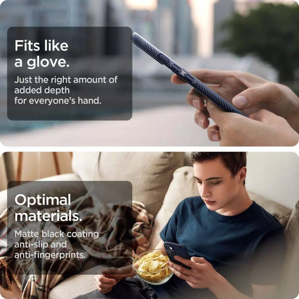 Противоударный чехол бампер Spigen Liquid Air для iPhone 14 Plus Navy Blue (Синий) ACS04892